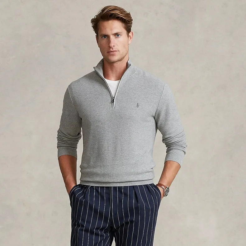 P260 Ralph Lauren half-pull stand-up collar sweater and sweater Color: Black Gray Treasure Size: S-XXL 1:1 same style, model number (RL15745)
